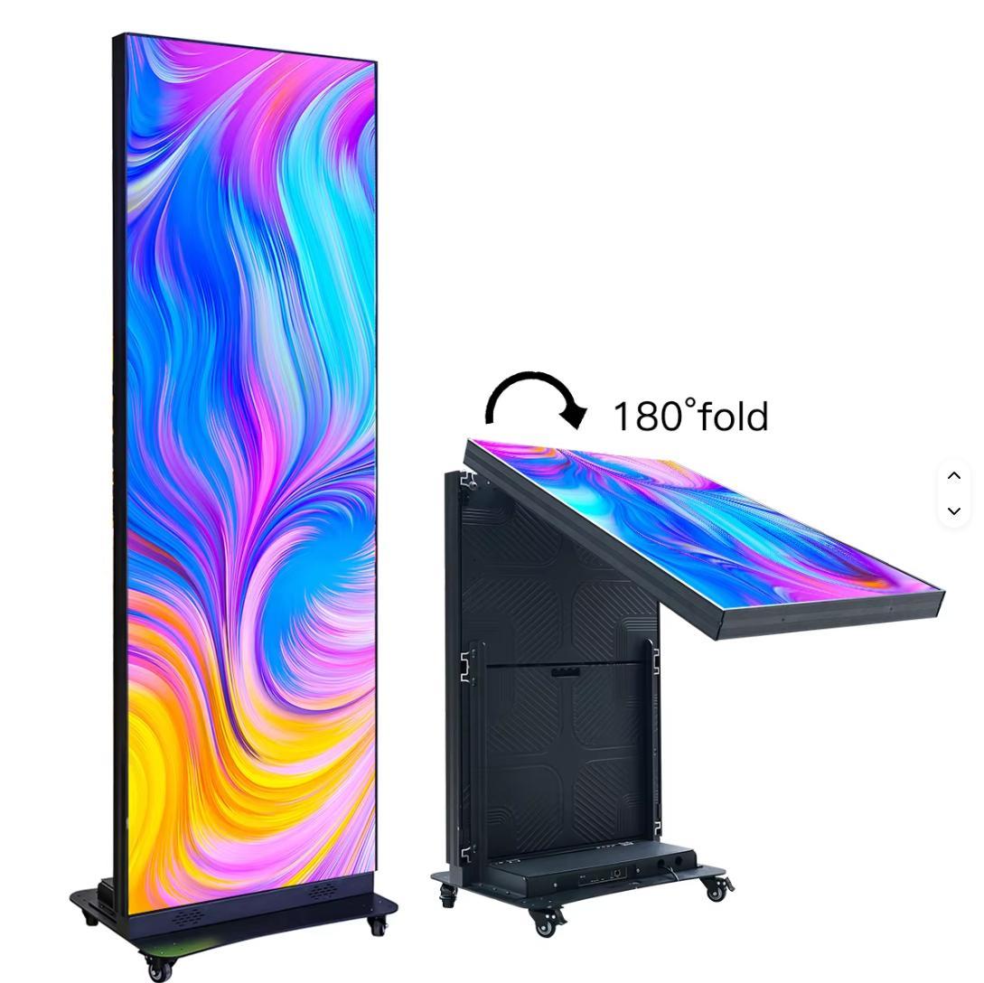 LED poster display with 180-degree folding design