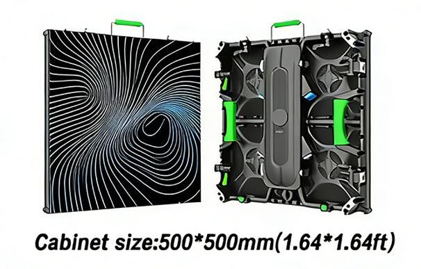 500 × 500 mm rental LED display cabinet