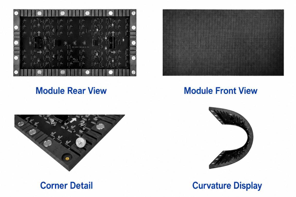 Bendable flexible LED display module